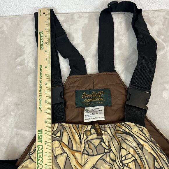 VTG Cornfield Camo Overalls Mens Large Insulated Hunting Bibs Outdoor Utility - Picture 8 of 16